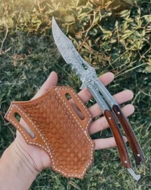 Phantom-Handmade coltello butterfly flail coltello rosso sand iron wood