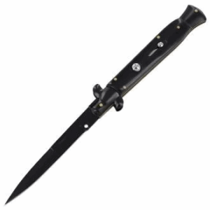 8.75 pollici nero Italian Stiletto Switch coltello tascabile nero Pearl