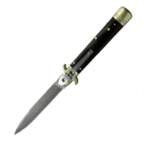 9-pollici horn-lamad damascato steel stiletto heel coltello