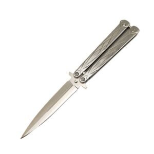 Double Edge coltello butterfly UK argento