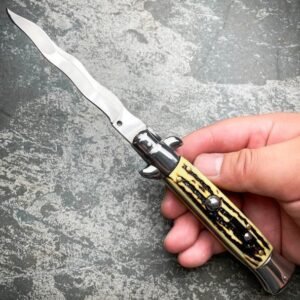 8.75 pollici Italian Stiletto Switch Kris lama Fick coltello