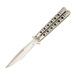 BM 42 coltello balisong coltello butterfly Spring Latch argento