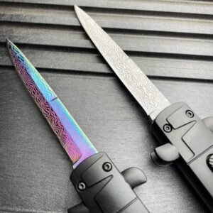 9 pollici Auto coltello Italian Stiletto Style coltello OTF damascato Etch