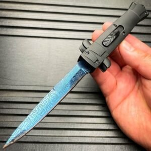 9 pollici Auto coltello Italian Stiletto Style coltello OTF damascato Etch
