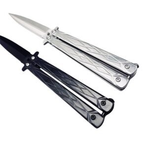 Double Edge coltello butterfly UK argento