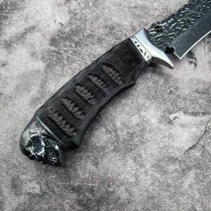 Nero Skull damascato damascato Forged coltello Steel Outdoor Straight coltello Camping Portable