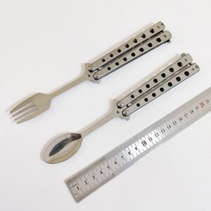 Balisong Spoon Butterfly Training coltello Practice coltello Throwing Carry Soup Spoon Fork