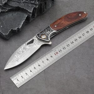 Damascato coltello pieghevole multi-function wilderness coltello da sopravvivenza outdoor camping equipment