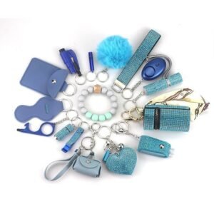 Womens Safety Items 15-Piece portachiavi da collezione responsabile blu