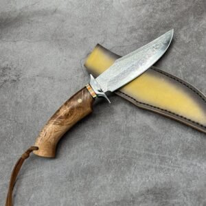 Maple Leaf Outdoor damascato Steel Straight coltello Handmade Camping Equipment