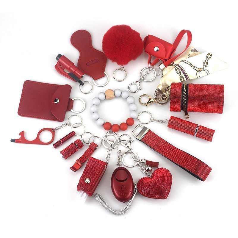 Womens Safety Items 15-Piece portachiavi da collezione responsabile rosso 1 Womens Safety Items 15-Piece portachiavi da collezione responsabile rosso