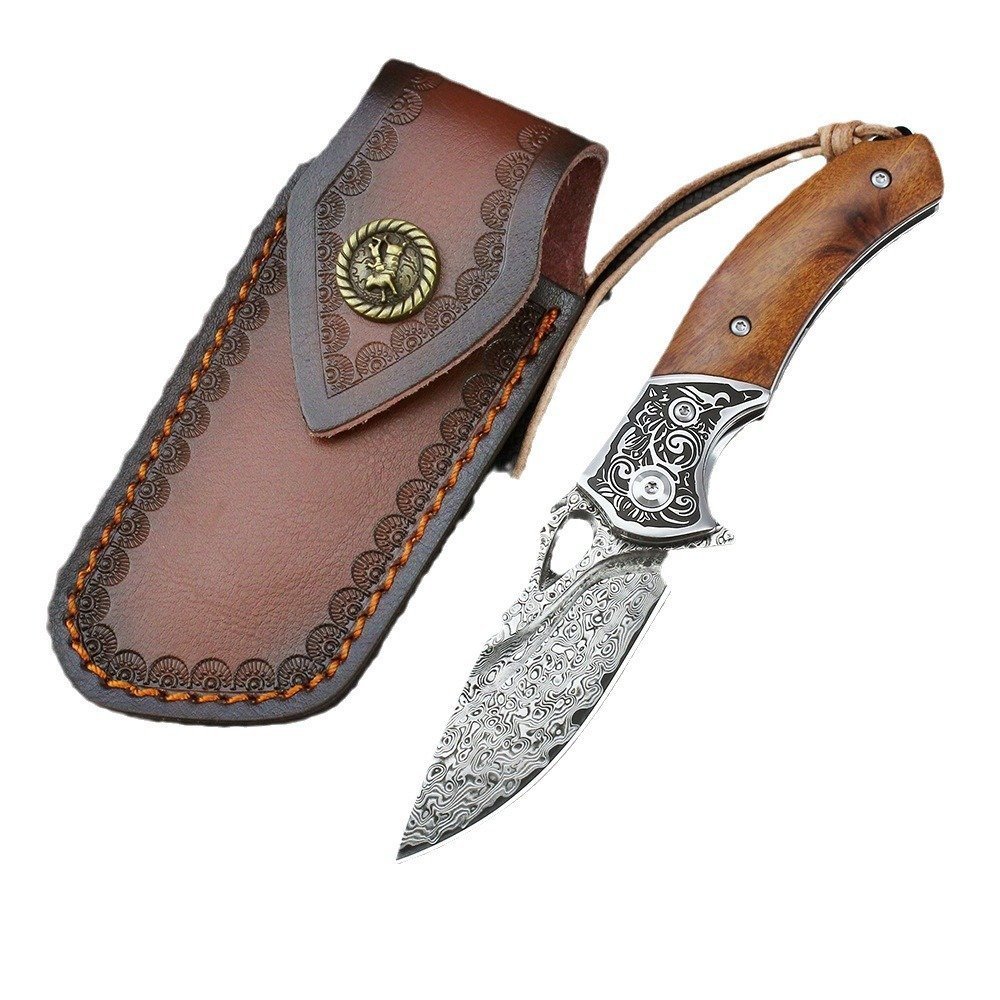 Outdoor coltello VG-10 damascato steel coltello pieghevole collection camping field sand iron wood color shell coltello pieghevole 1 Outdoor coltello VG-10 damascato steel coltello pieghevole collection camping field sand iron wood color shell coltello pieghevole