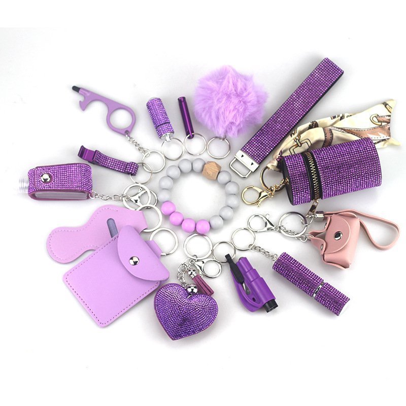 Womens Safety Items 15-Piece portachiavi da collezione responsabile viola 1 Womens Safety Items 15-Piece portachiavi da collezione responsabile viola