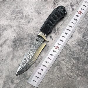 Nero Skull damascato damascato Forged coltello Steel Outdoor Straight coltello Camping Portable