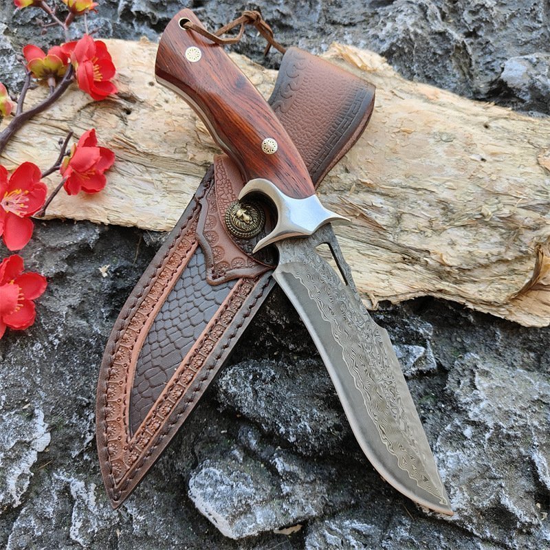 Drop Point coltello lama fissa Hunting Survival Combat Outdoor damascato Steel Wood 1 Drop Point coltello lama fissa Hunting Survival Combat Outdoor damascato Steel Wood