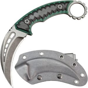 Coltello karambit lama fissa D2 Steel + G10 manico Outdoor Claw coltello With Protective Cover Edc Tool-verde