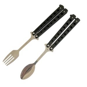 Balisong Spoon Butterfly Training coltello Practice coltello Throwing Carry Soup Spoon Fork