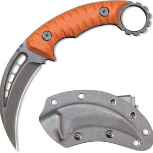Coltello karambit lama fissa D2 Steel + G10 manico Outdoor Claw coltello With Protective Cover Edc Tool-arancione