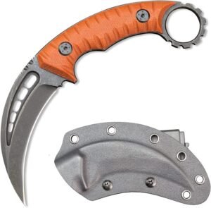Coltello karambit lama fissa D2 Steel + G10 manico Outdoor Claw coltello With Protective Cover Edc Tool-arancione