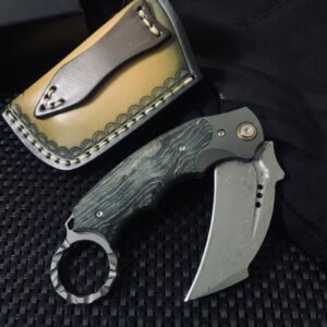 Coltello karambit damascato Steel pieghevole Claw coltello