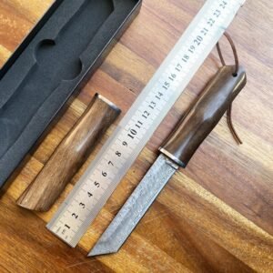 Bamboo forged damascato steel straight coltello collection sheath coltello outdoor coltello collezione responsabile