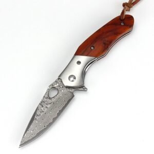 Outdoor coltello 305 alta durezza sandalwood manico 76 layer damascato color shell manico coltello pieghevole