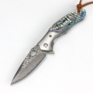 Outdoor coltello 305 alta durezza sandalwood manico 76 layer damascato color shell manico coltello pieghevole