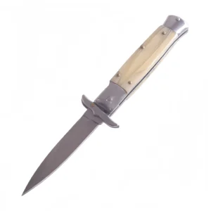 Yellow cattle bone manico coltello stiletto with mud dragon set