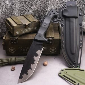 Camping outdoor coltello da sopravvivenza portable coltello alta durezza straight coltello sharp coltello da sopravvivenza integrated keel alta durezza tattico coltello--nero-1