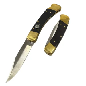 8-pollici brass and sandalwood pieghevole coltello a scatto