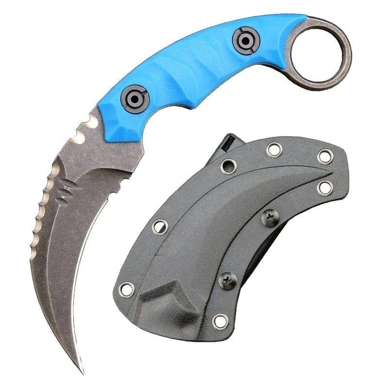 Coltello karambit D2 Steel + Nylon Fiberglass manico Outdoor Claw coltello With Kydex Sheath Edc-blu 1 Coltello karambit D2 Steel + Nylon Fiberglass manico Outdoor Claw coltello With Kydex Sheath Edc-blu